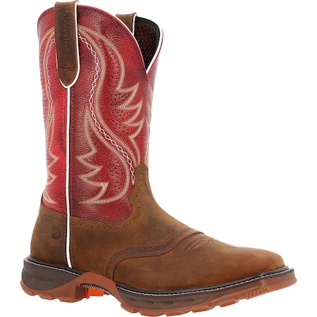 Durango Maverick XP, Ventilated Western Work Boot, 8 W, 11 in Height, Briar Brown/Crimson Red DDB0479